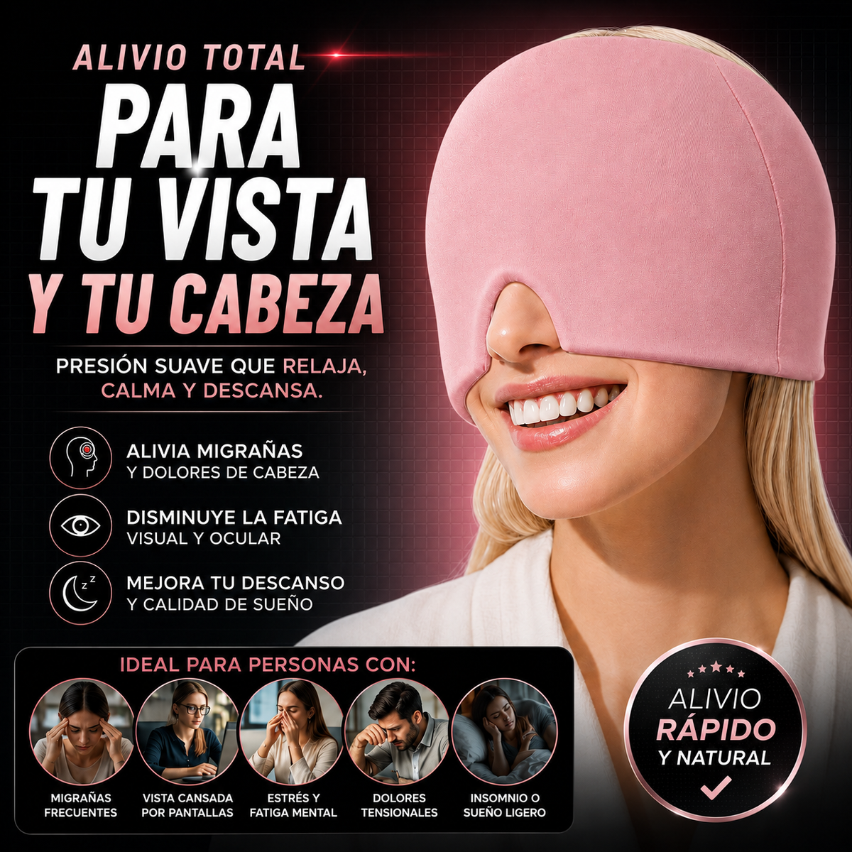 Gorro de gel para migraña