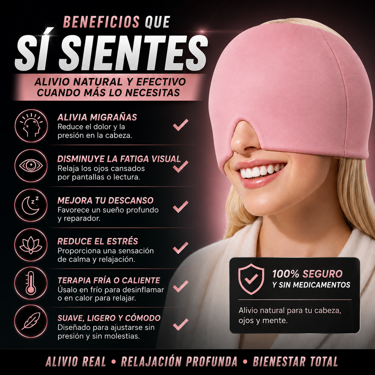 Gorro de gel para migraña