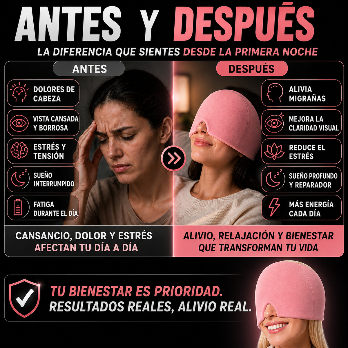 Gorro de gel para migraña