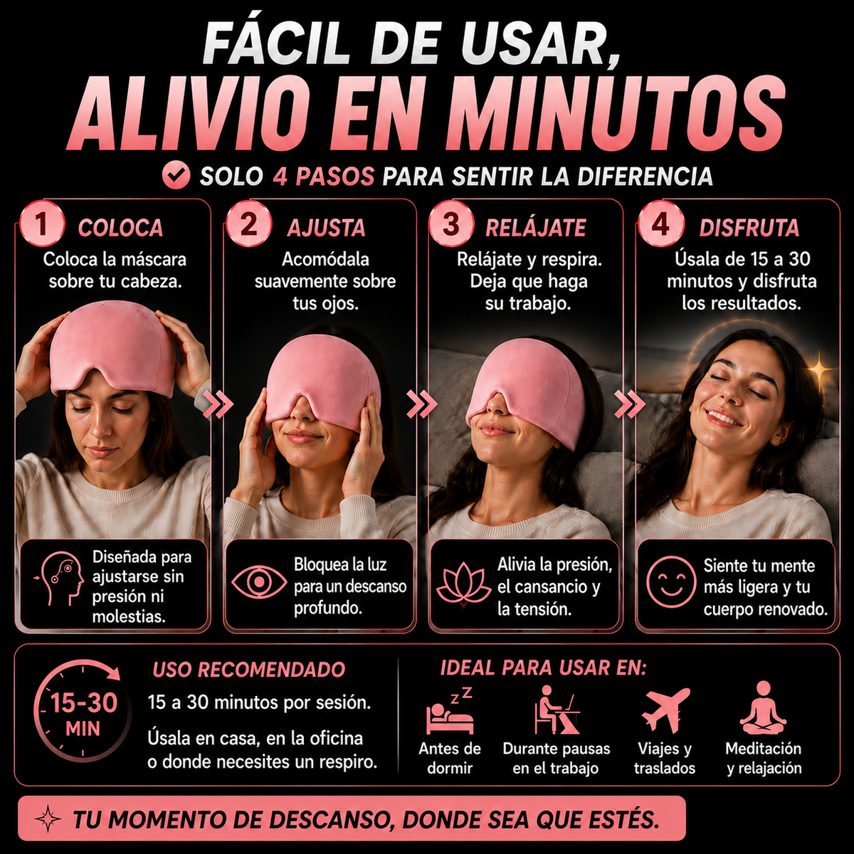 Gorro de gel para migraña