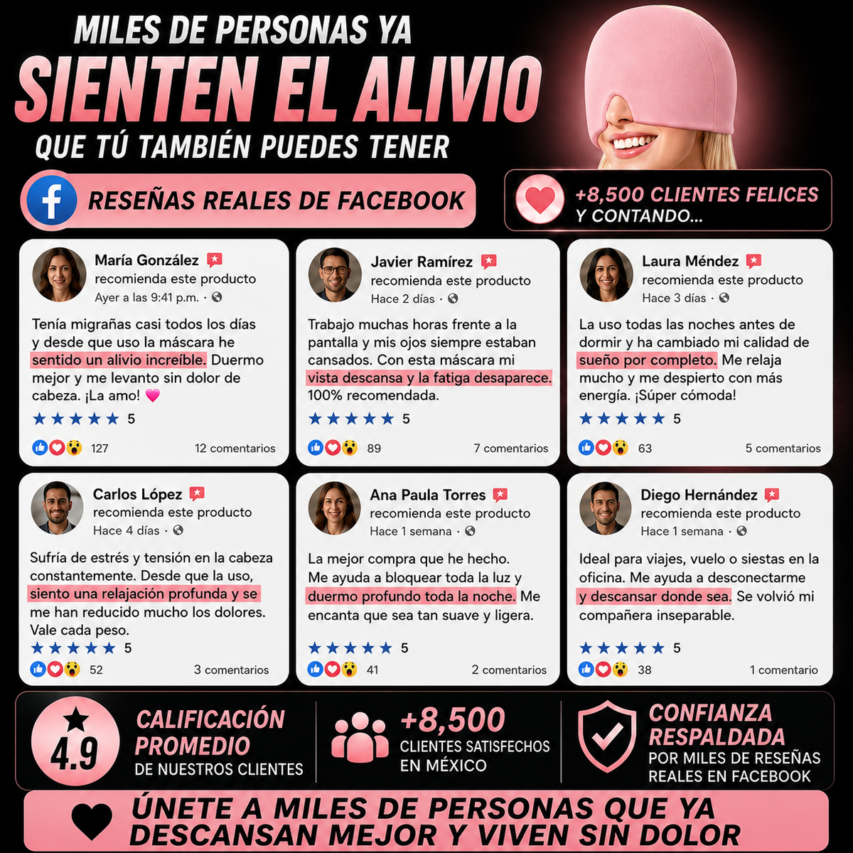 Gorro de gel para migraña